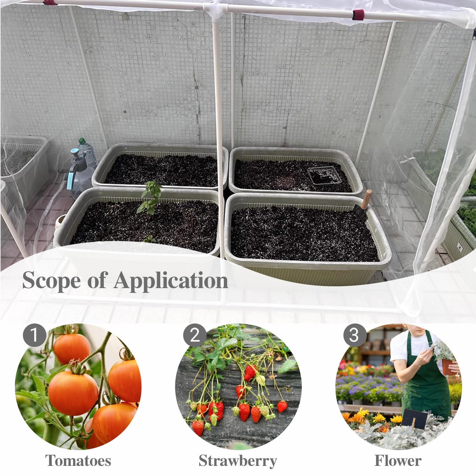 Outdoor Tomato Grow Tent with Zippered Doors, Vegetable Garden Plant Protection Enclosure, Crop Cage Netting Cover for Indoor/Outdoor Use (200x40x40cm) : Patio, Lawn & Garden