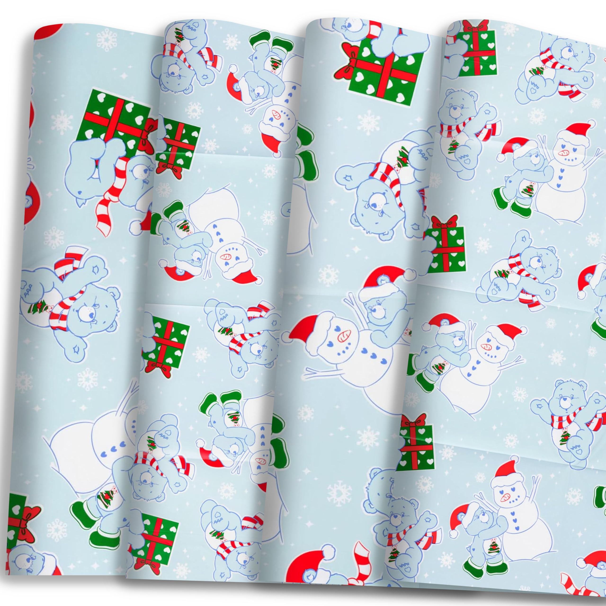Papier cadeau Care Bears Silver Buffalo pour les fêtes de Noël avec lot de 12 feuilles