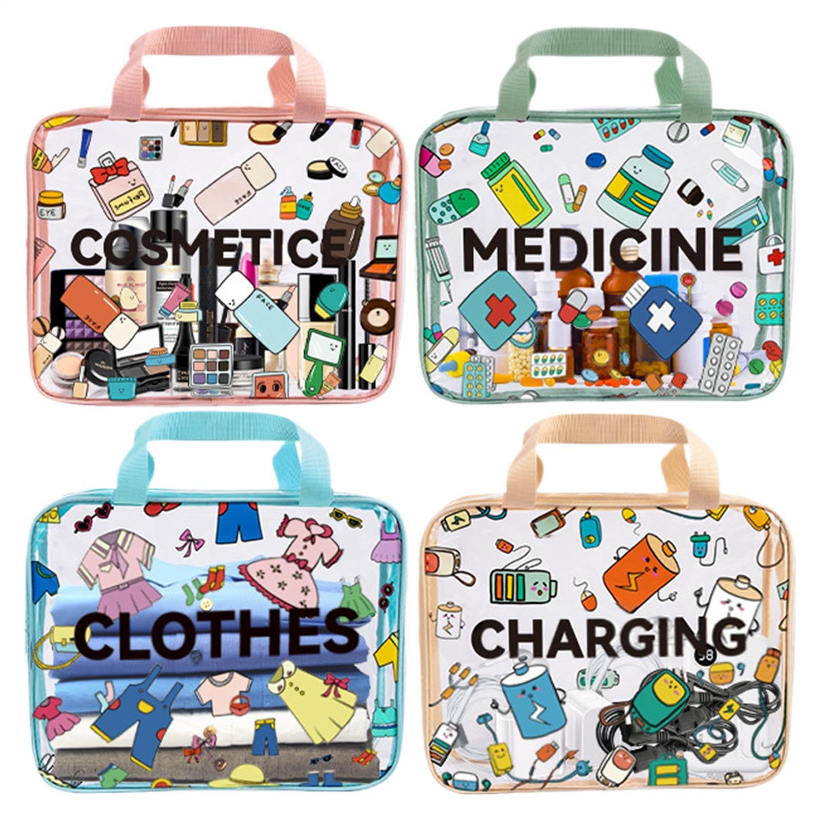 Borsa per il Trucco Trasparente con Cerniera 4 Pezzi Borsellino | Necessaire Da Toeletta Organizzatore Per Donna Per Donne E Ragazze, Per Conservare Prodotti Bellezza In