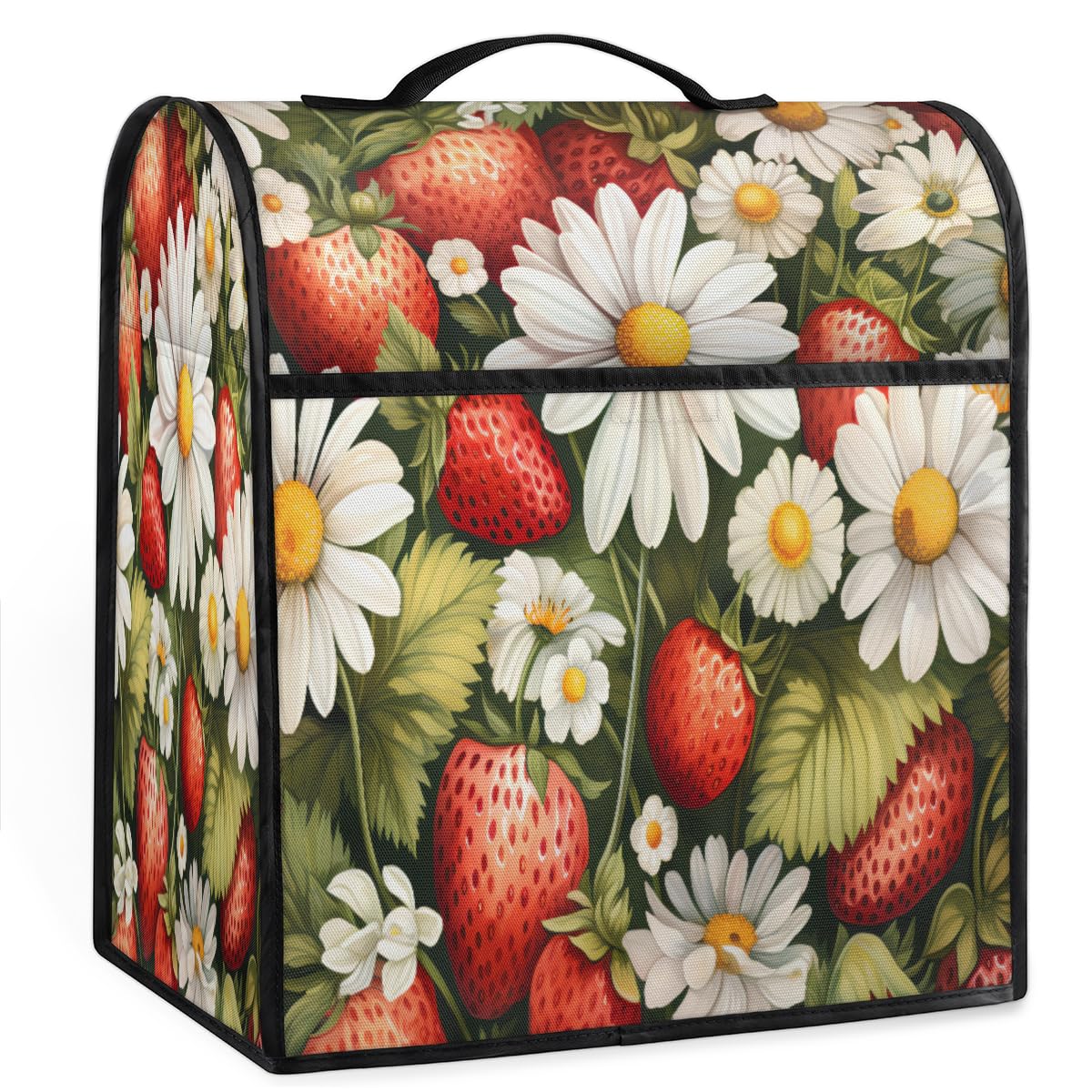 Coffee Maker Cover Strawberry Floral Kitchen Appliance Covers Small Appliance Covers Blender Cover Juicer Cover Dust Covers for Kitchen Appliances with Top Handle and Pockets,Washable,C285