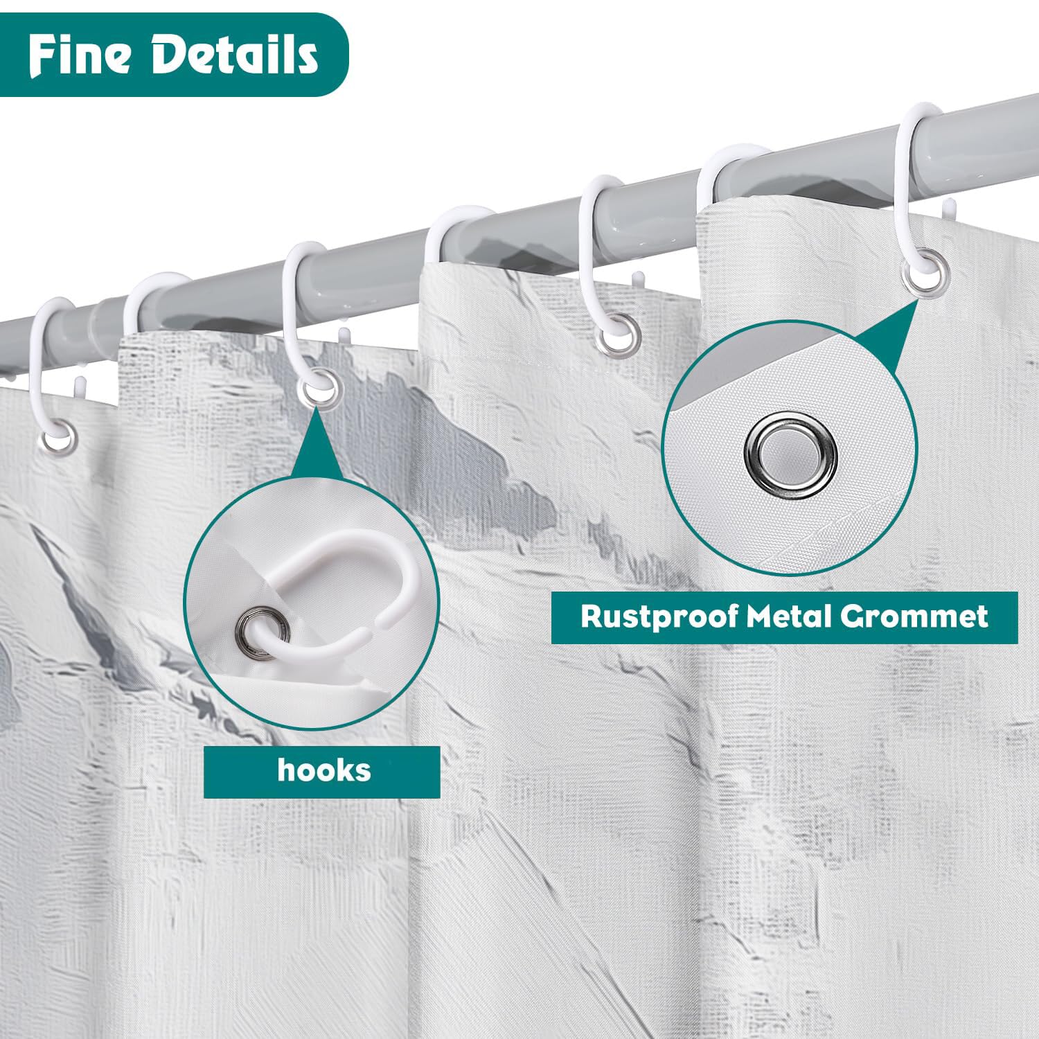 Rideau De Douche Coups De Pinceau Irréguliers Art Abstrait Tissu Imperméable Lavable avec Crochets Anti Moisissure en Polyester Rideau Douche pour Salle De Bain