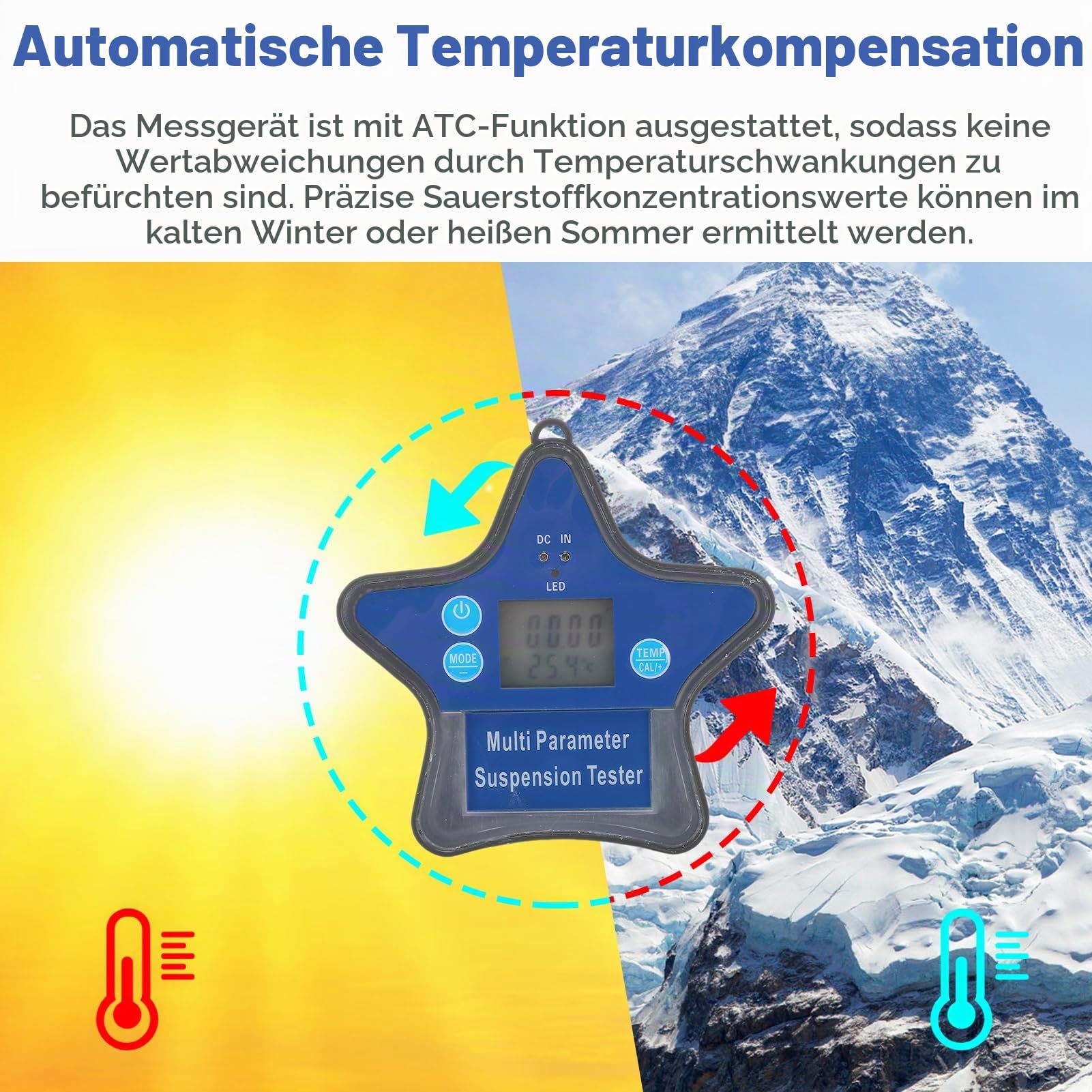 Weytoll Wasserqualitätsmonitor, 9in1-Digital-Wassertester für Aquakultur, Pools und industrielle Abwässer