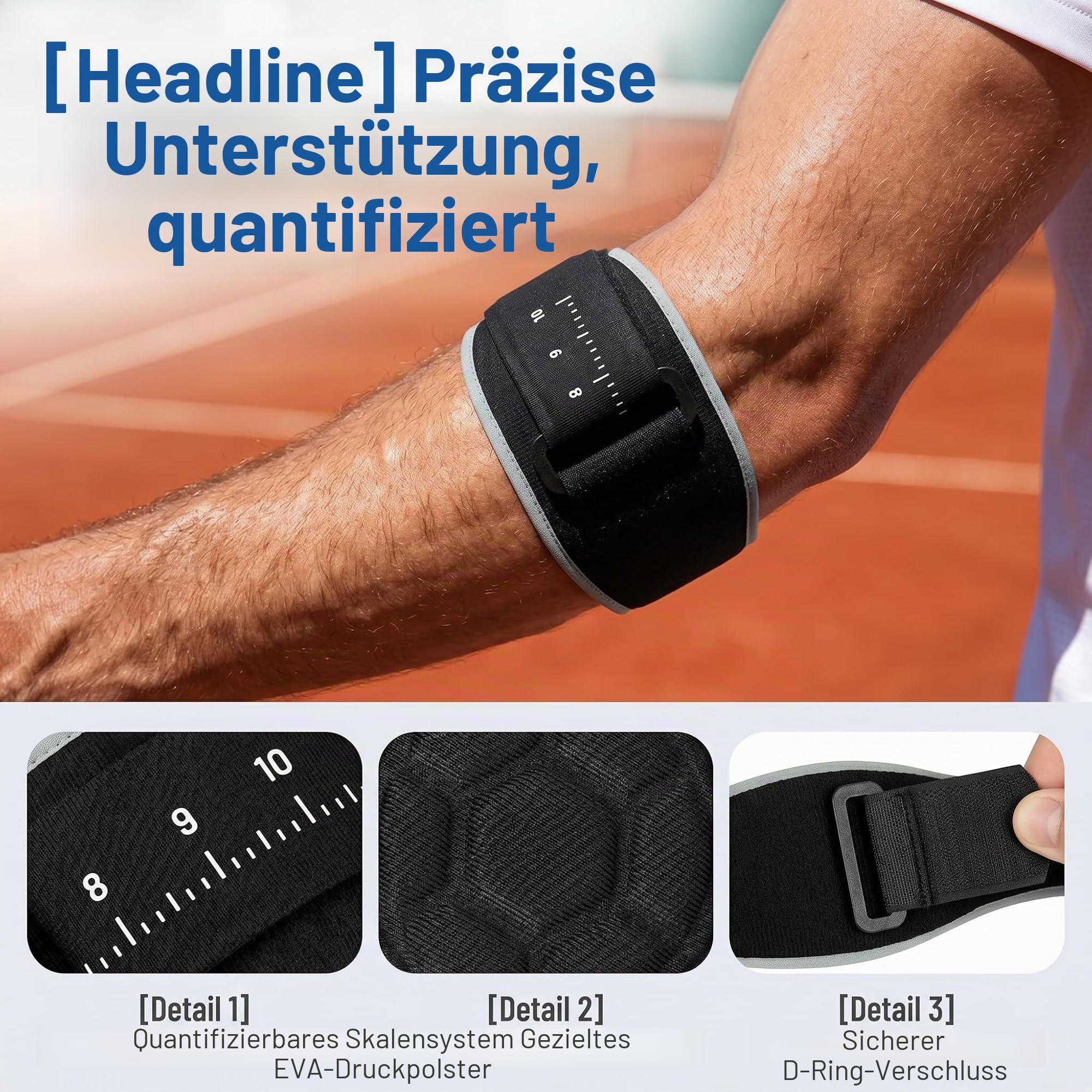 Ellenbogenbandage Tennisarm Bandage für Tennisarm und Golferarm ,Leichte Manschette fürTennisarm,Einstellbare Schmerzlinderung bei Epicondylitis für Sehnenentzündung,Arthritis,Rechts und Links Unisex