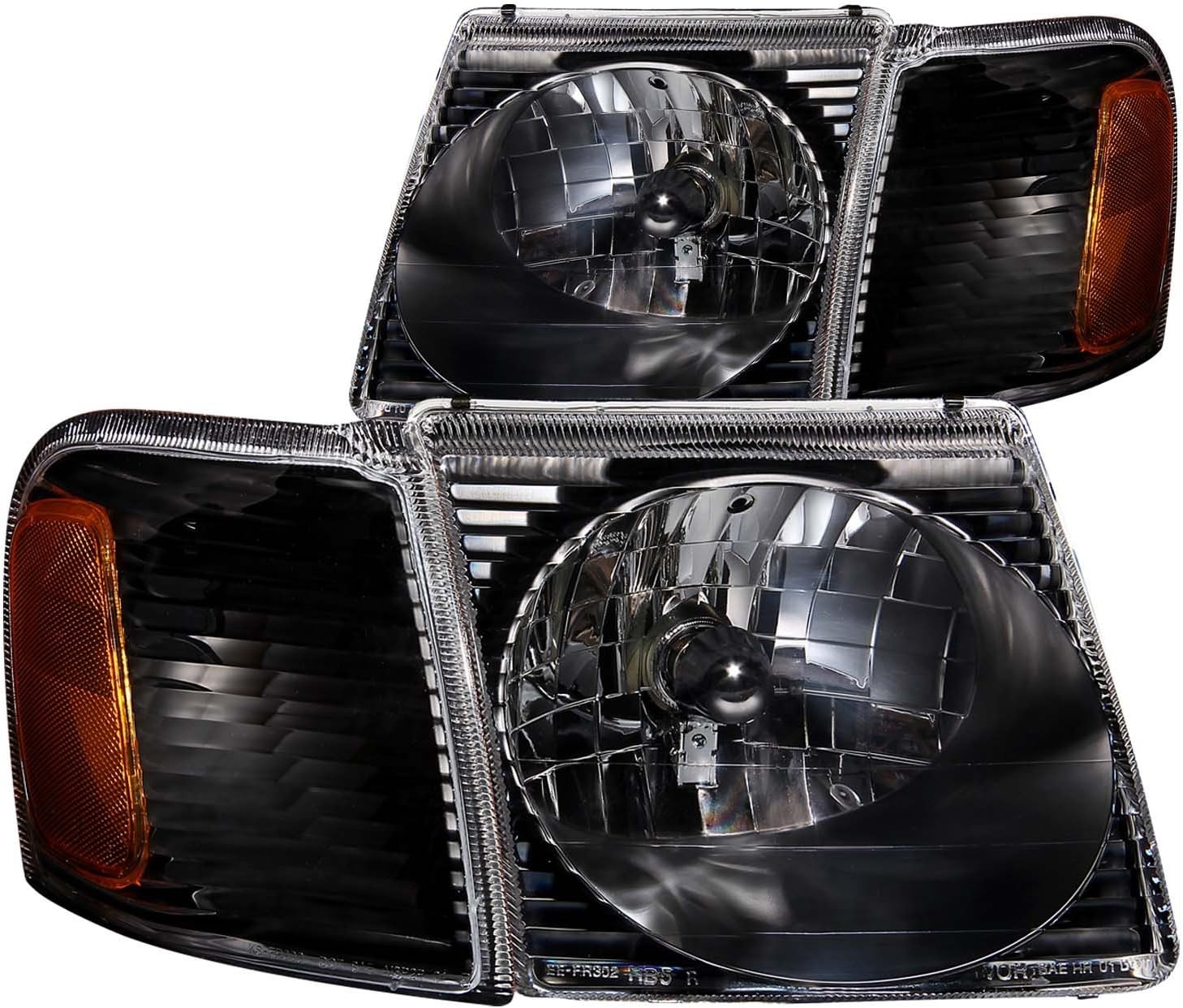 ANZO USA111041 Ford Explorer Sport Trac Crystal Black Headlight Assembly - (Sold in Pairs)