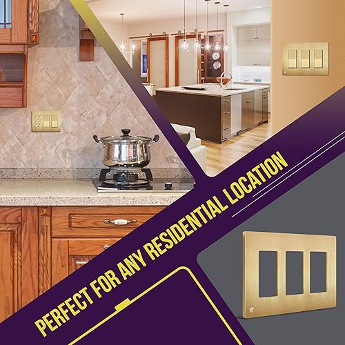 Miniatura 490 de ENERLITES SI8834-BK - Placa de pared decorativa sin tornillos, cubierta de enchufe segura, 4 entradas, 4.68 x 8.30 pulgadas (alto x largo), Negro