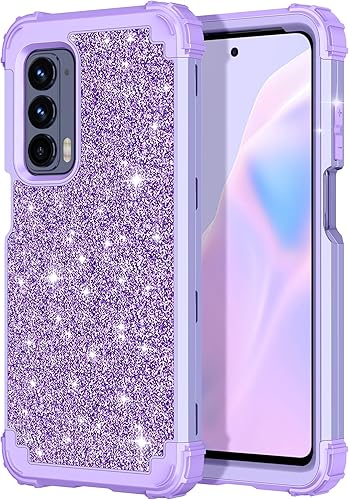 LONTECT Funda protectora híbrida para Moto Edge 2021, 5G UW a prueba de golpes, resistente, color morado brillanteverde