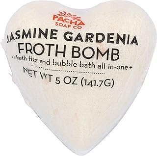 PACHA SOAP Jasmine Gardenia Heart Froth Bomb, 5 OZ