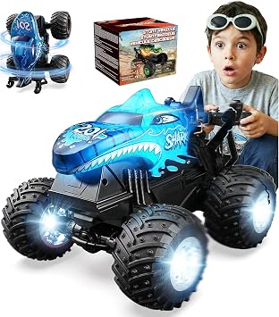 BEZGAR 120 Monster Truck Toys, 360Stunt RC Cars with Music and Light