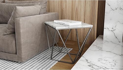 Miniatura 1 de End Table MarbleSilver Natural Modern Contemporary Marble Metal Finish