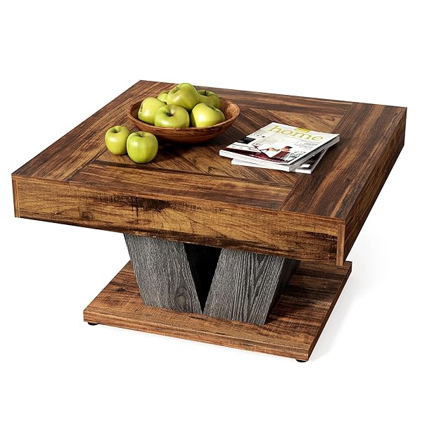 Two-Tier Rustic Wooden Coffee Table
