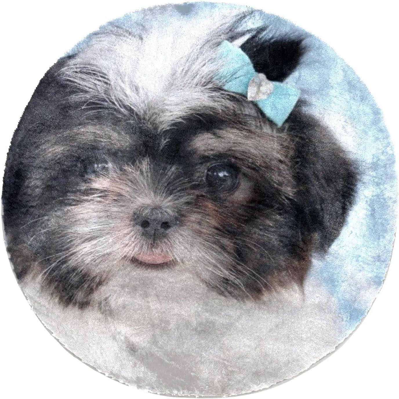 Amazon.com: Shih Tzu Dog Puppy Personalized Soft Round Faux Fur Area ...