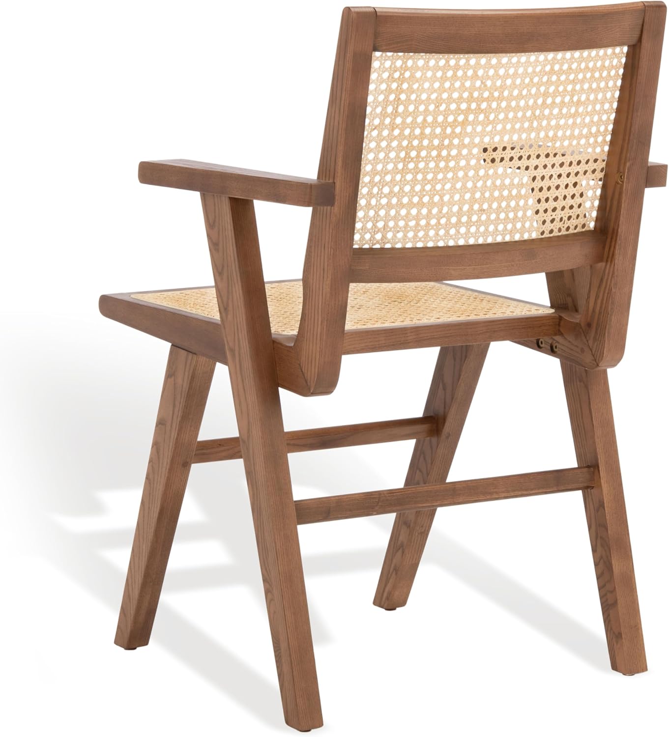 SAFAVIEH Couture Home Collection Hattie Walnut/Natural French Cane Living Room Dining Arm Chair (Set of 2) SFV4115D-SET2