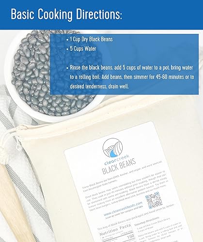 Miniatura 3 de CLEAR CREEK Frijoles Negros Cultivados en el Estado de Washington 1 libra Proyecto Verificado Sin OGM Vegano Kosher Sin Irradiar