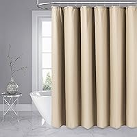 Vista 6 de Dynamene Cortina de ducha de tela beige – Cortinas de ducha de tela resistente con textura de gofre para baño, 256 GSM, juego de cortina de baño