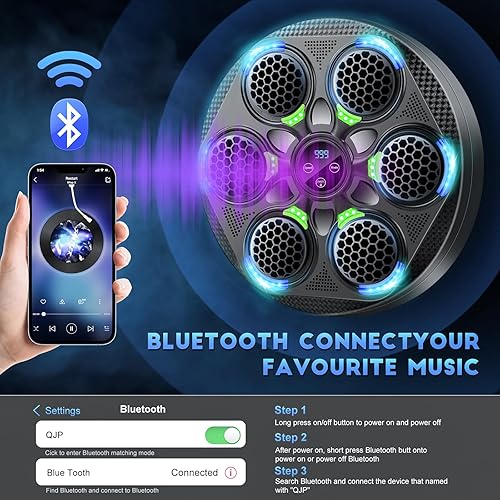 Miniatura 3 de Smart Music Boxing Machine for Adults and Kids, Bluetooth Boxing Equipment with Boxing Gloves, Wall Mounted Electronic Punching Machine for Home Gym