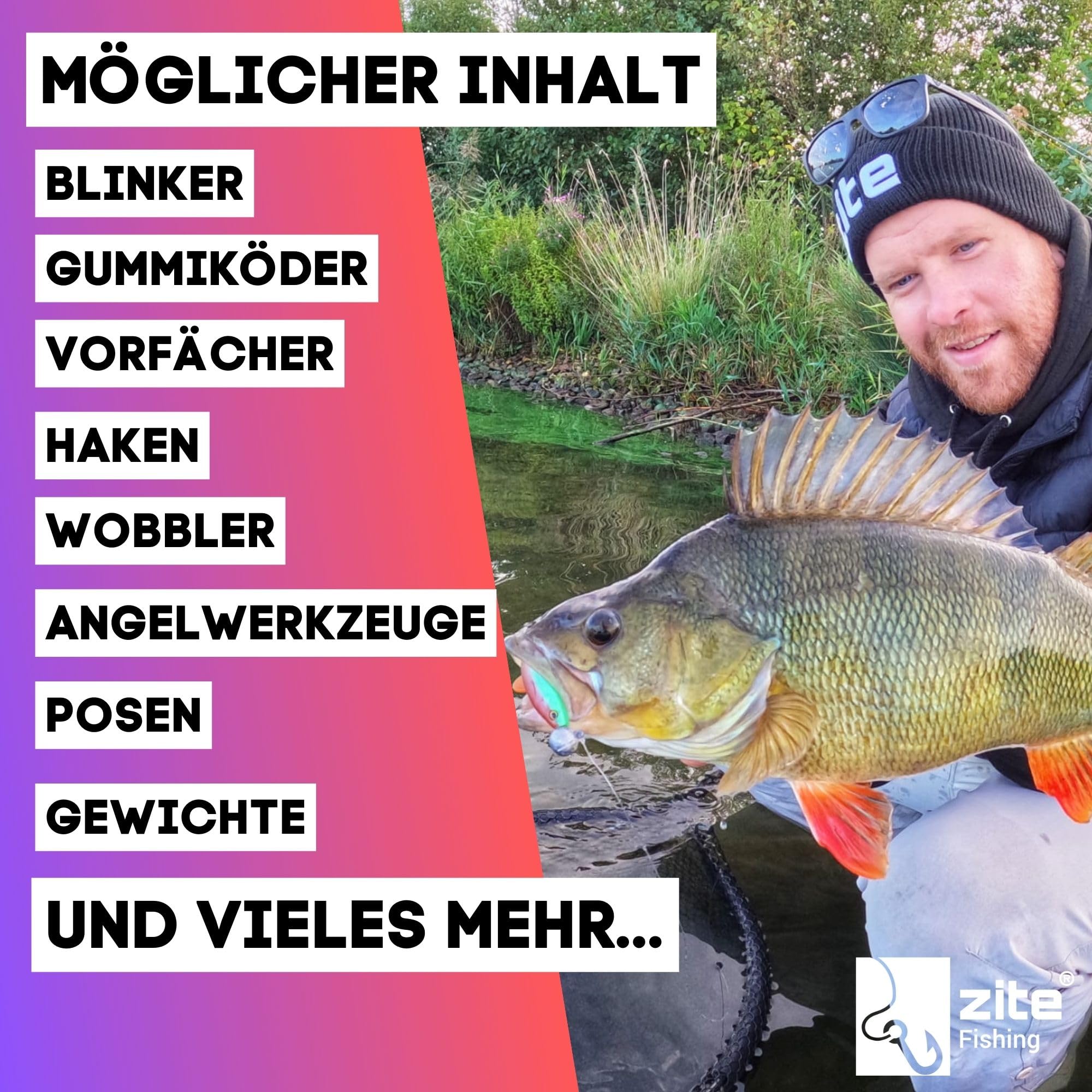 Zite Fishing Wundertüte Raubfisch XL | Geschenke für Angler - Raubfisch Überraschungsbox mit Angelzubehör, Kleinteilen & Ködern - Angel Sachen, Angel Geschenk, Angel-Mystery-Box, Geschenk Angler