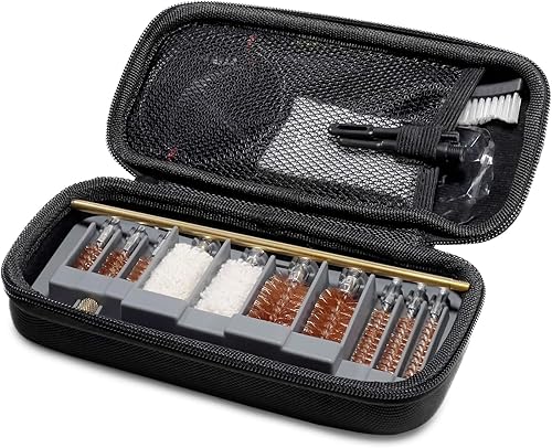 GRITR Kit de limpieza de pistola de varios calibres  Juego de suministros de limpieza de pistola, rifle y escopeta, con funda de transporte duradera