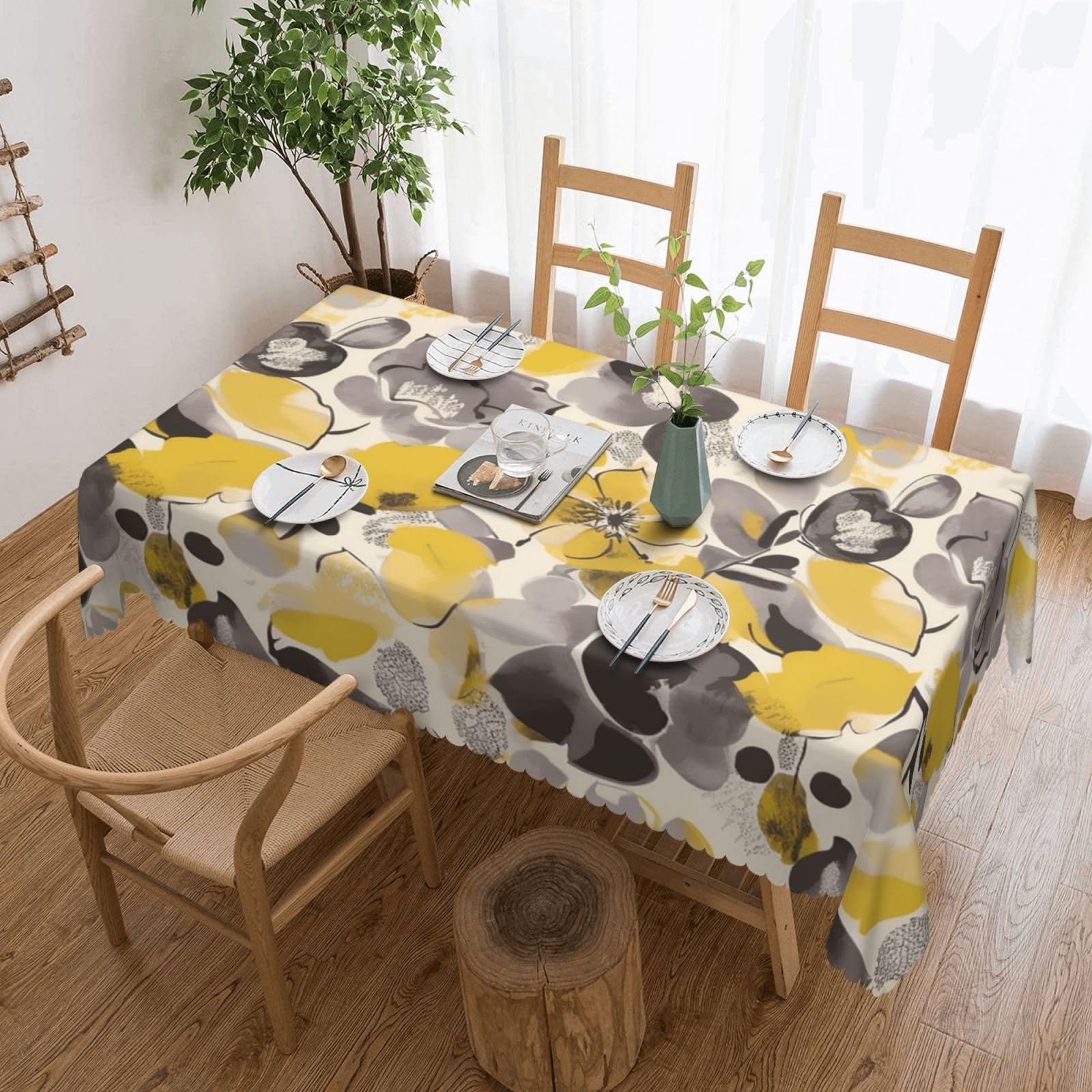 Nappe rectangulaire imperméable 137x183 cm lavable en machine pour cuisine et fête