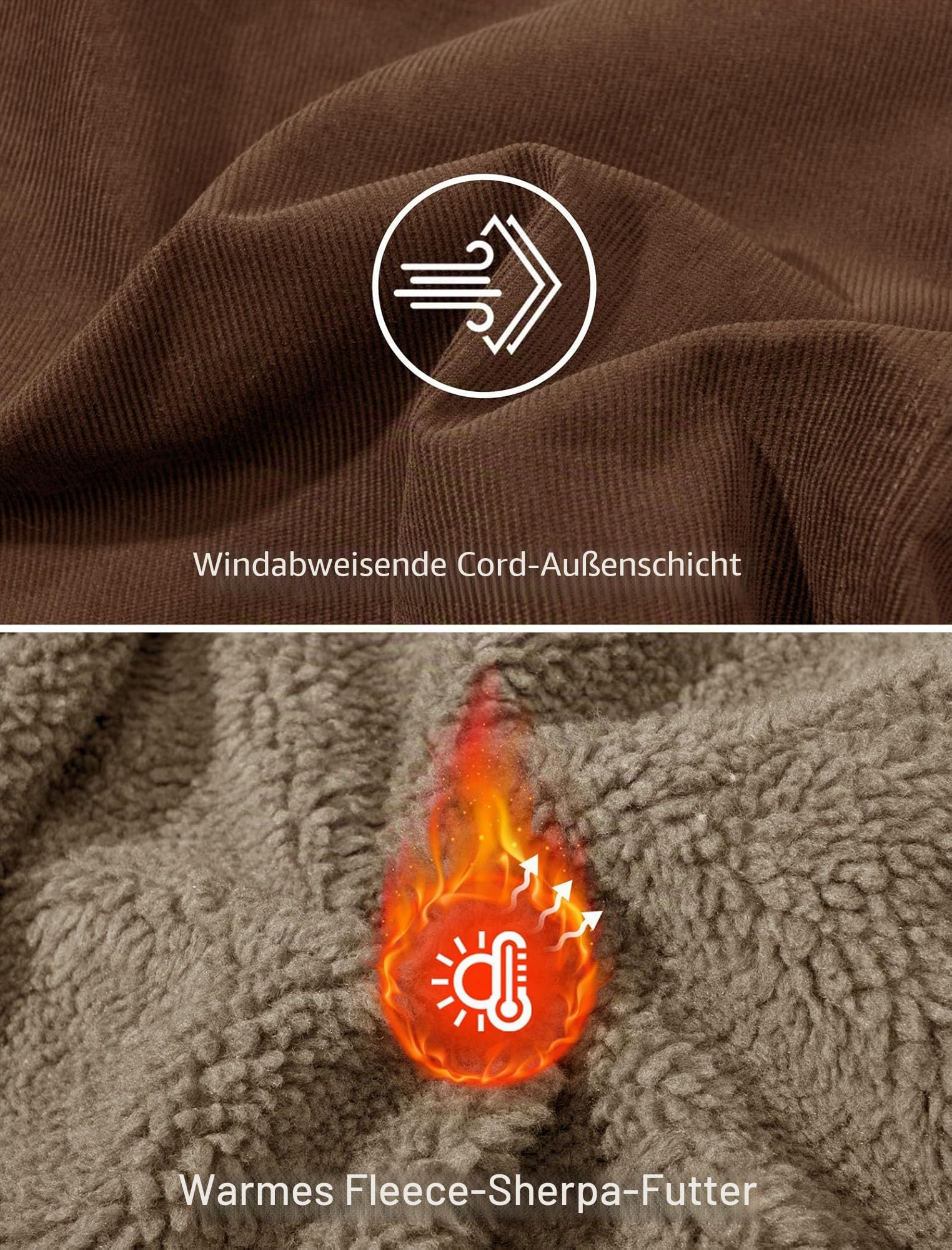 EKLENTSON Herren Warme Cordjacke Outdoor Winddicht Winterjacke | Corduroy, Winter, Regular Fit, Reverskragen, Gefütterte, Thermo, Warme, Weich, Winddicht, Hautfreundlich, Casual, Outdoor