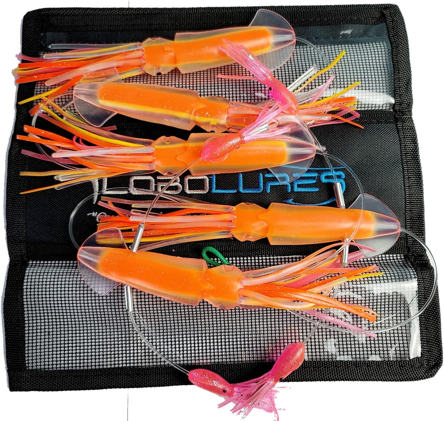 Squidnation Pakula Game Fish 8 Inch Long Tail Flippy Floppy Fishing Daisy Chain Tuna & Marlin by Lobo Lures (Brad J Glow), Medium