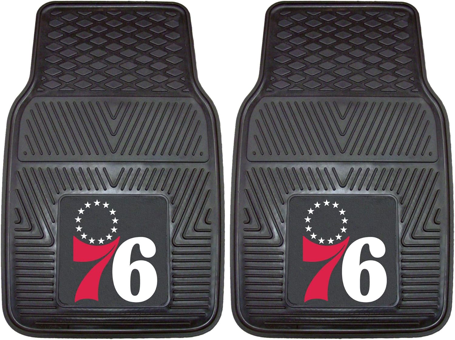 FANMATS 12384 NBA Philadelphia 76ers Back Row Utility Car Mats - 2 Piece Set, 14in. x 17in., All Weather Protection, Universal Fit, Deep Resevoir Design, Molded Team Logo