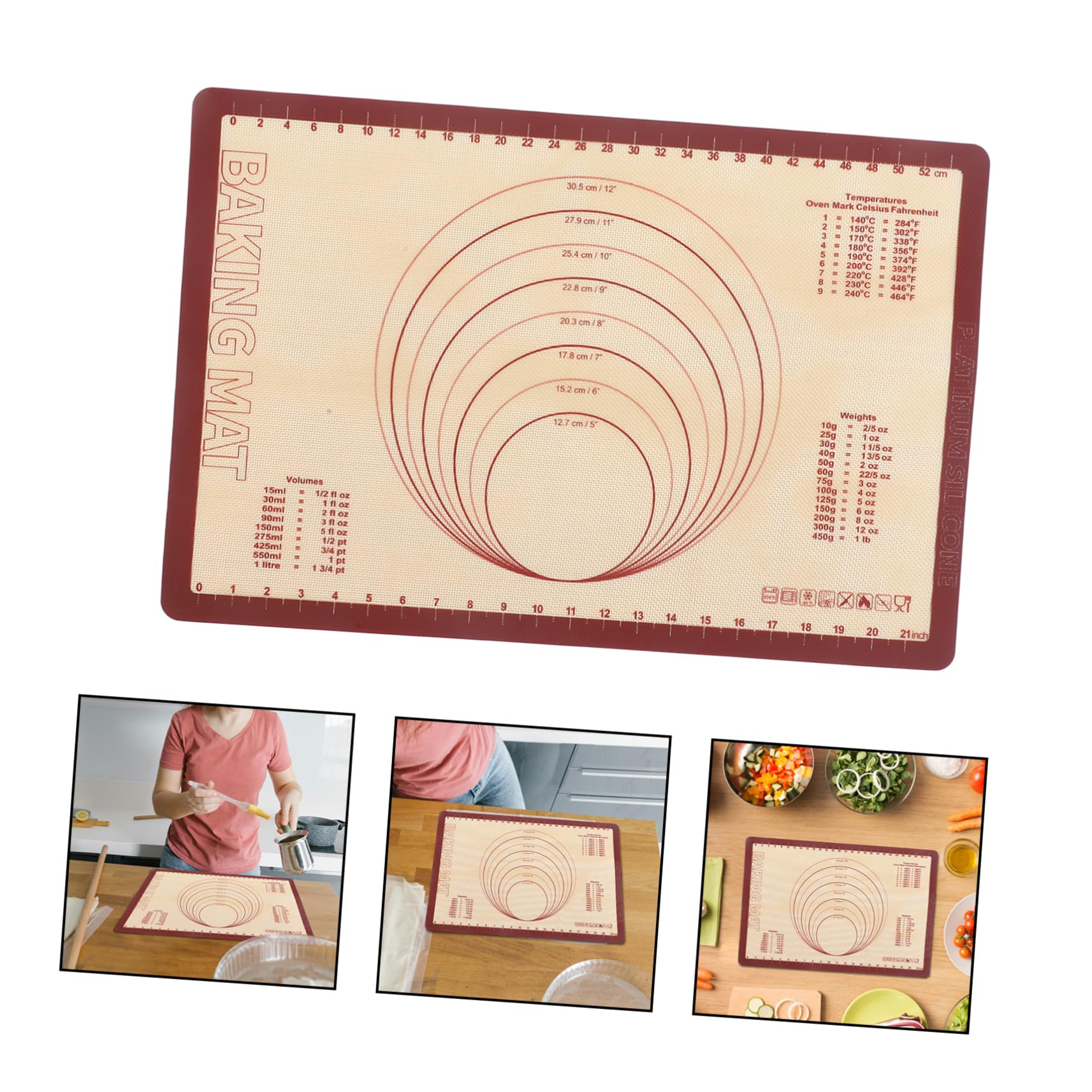 Tapis de Pâtisserie en Silicone Rectangulaire Réutilisable, Antidérapant