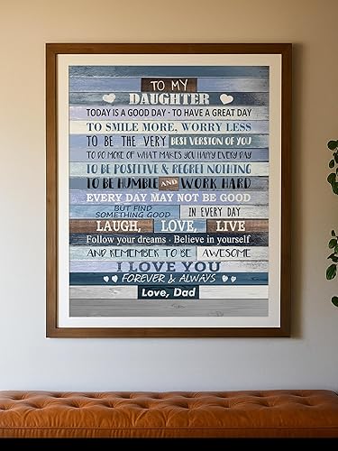 Miniatura 6 de AMERICAN LUXURY GIFTS Arte de pared tipográfico moderno con texto en inglés "To My Daughter I Love You From Dad" (To My Daughter I Love You From