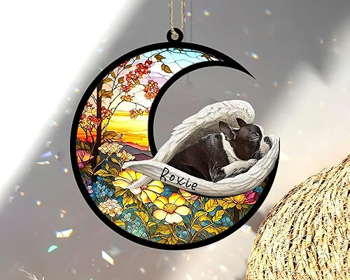 Miniatura 183 de Chow Chow Dog Memorial Suncatcher, adorno de Navidad Chow Chow con nombre, atrapador de pérdida de mascotas, regalos para los amantes de los perros