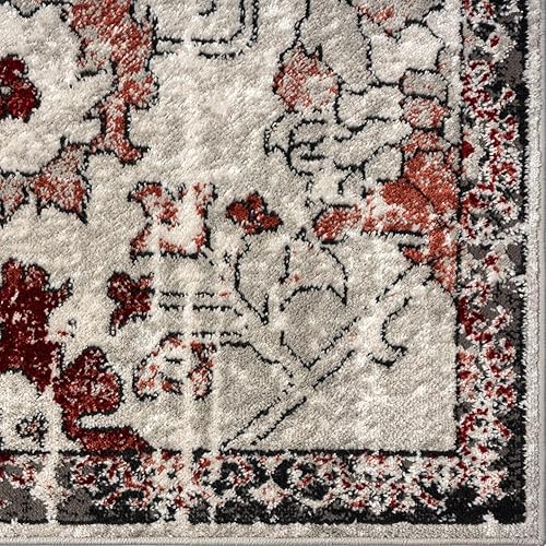 Miniatura 6 de LUXE WEAVERS Alfombra oriental floral roja envejecida 5x7