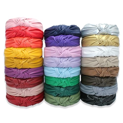 Miniatura 7 de YETASI Diademas para mujer, diademas rojas de moda para mujer, diadema anudada de piel sintética para mujer, es un elegante nudo superior para