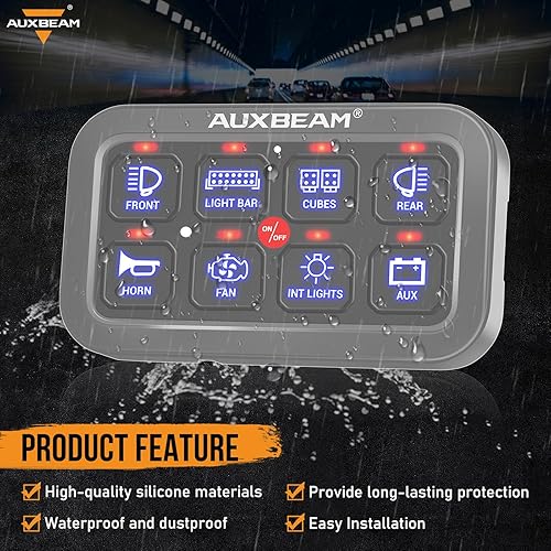 Miniatura 9 de Auxbeam Cubierta impermeable del panel de interruptores Funda protectora de silicona transparente para panel de interruptor de 8 bandas RA80 XL RB80