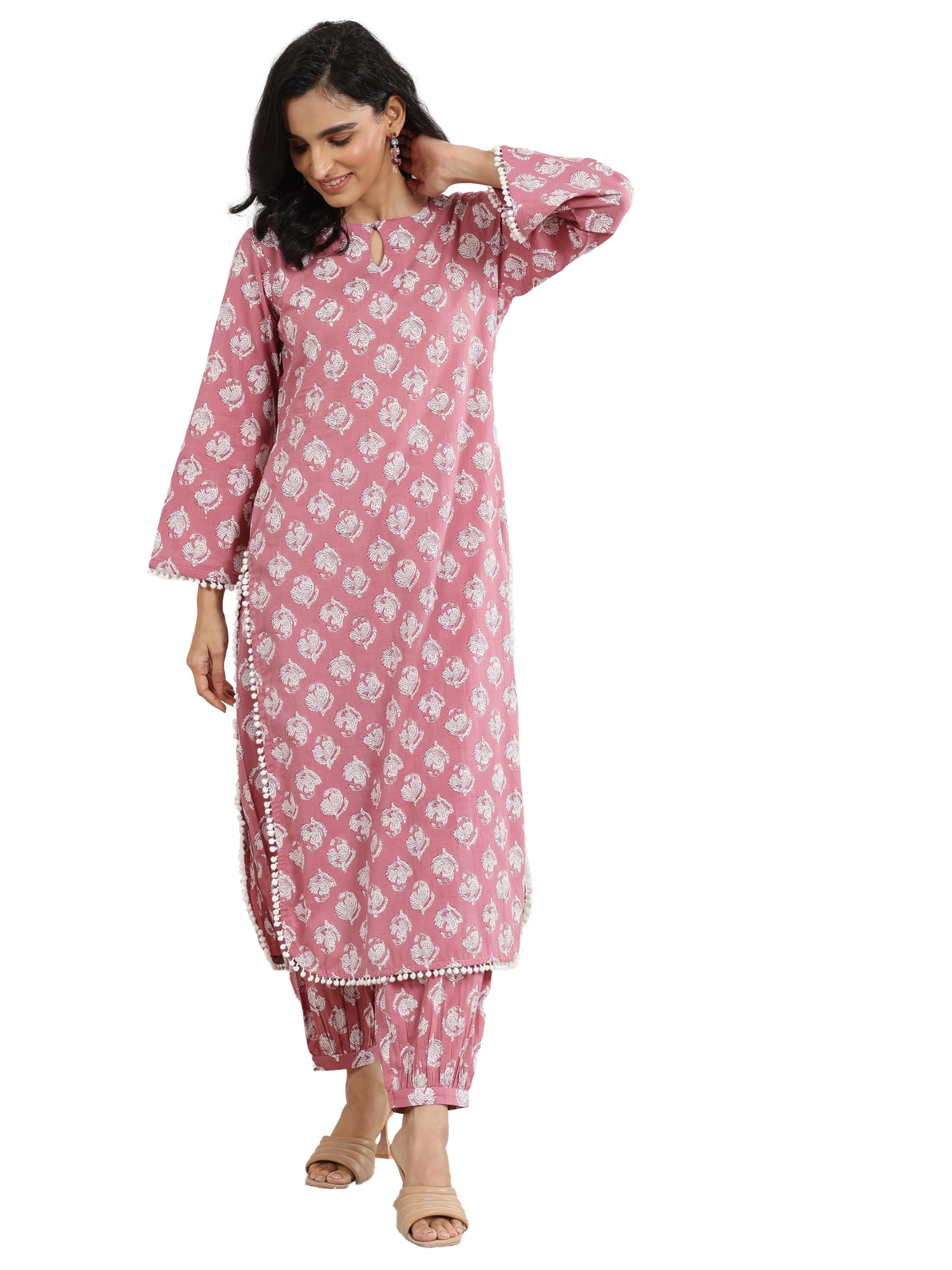 Printed Cotton Straight Kurta With Salwar