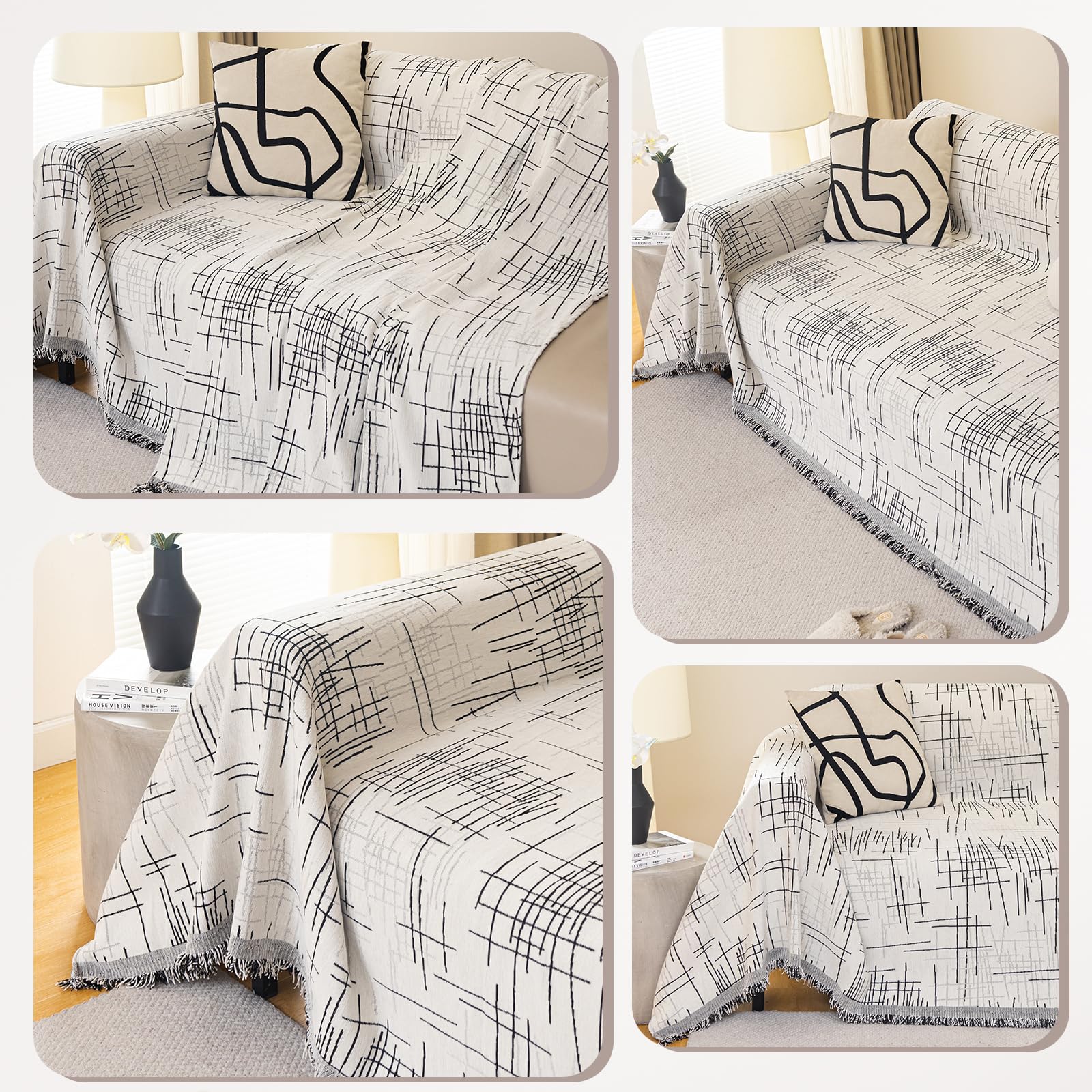 Weicher Chenille Sofaüberwurf 180x130 Cm – Atmungsaktive Couchdecke In Curry, Waschbar, Mit Quasten