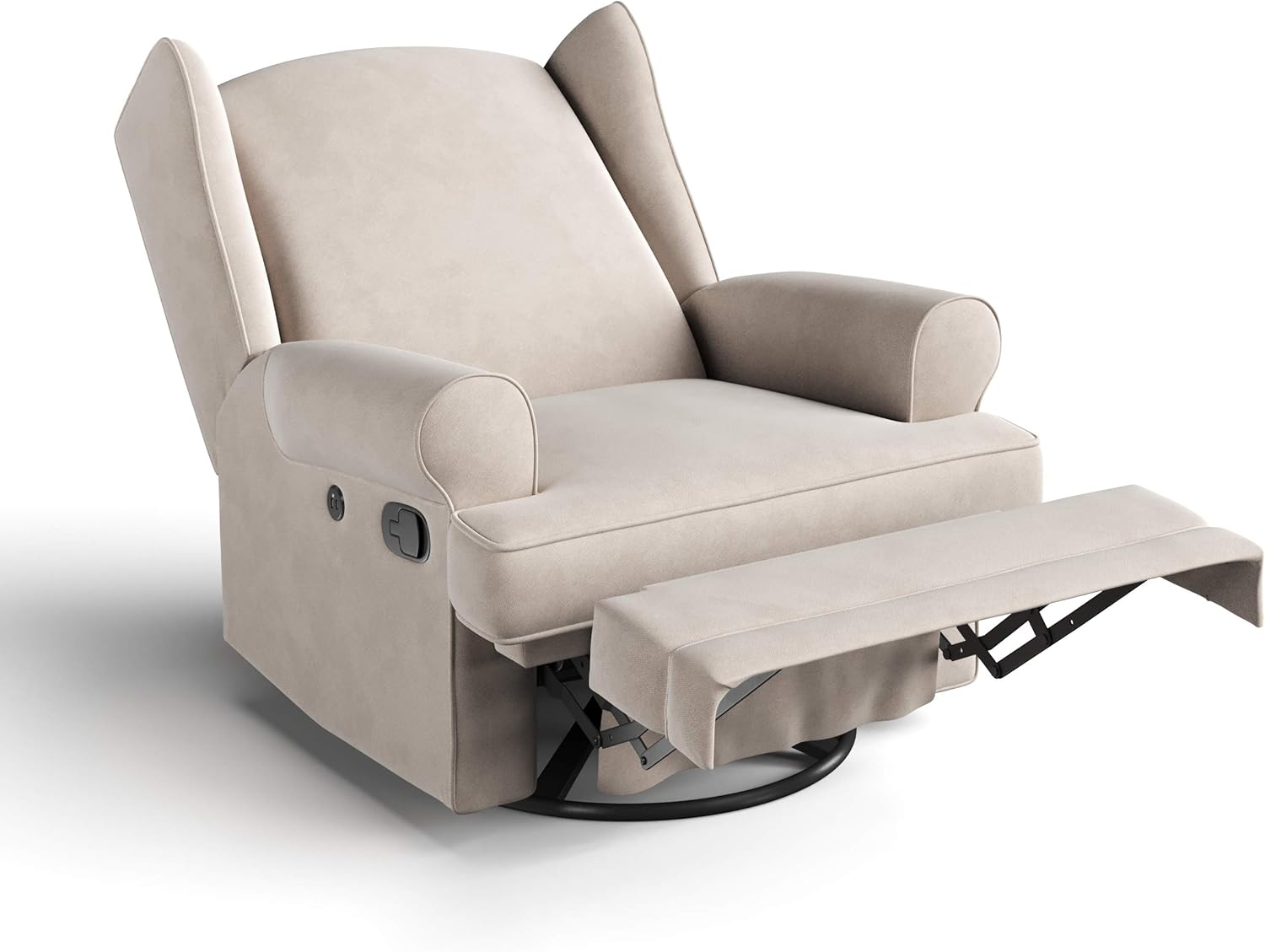 Ivory Swivel Recliner with Metal Base and USB Ports
