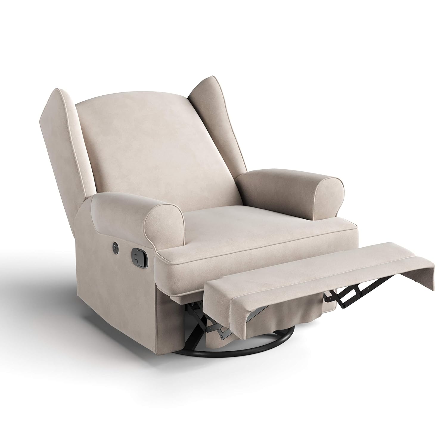 Ivory Swivel Recliner with Metal Base and USB Ports