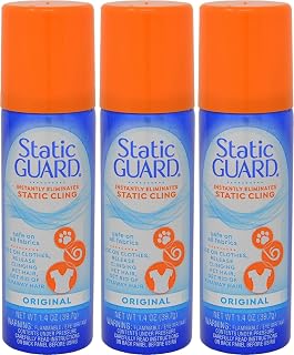 Static Guard Fabric Spray, Original Scent, Small Travel Size, 1 Ounce Can, Pack of 3