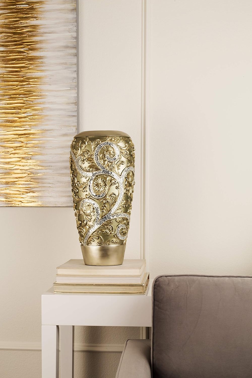OK Lighting Silver Vine Vase,Gold