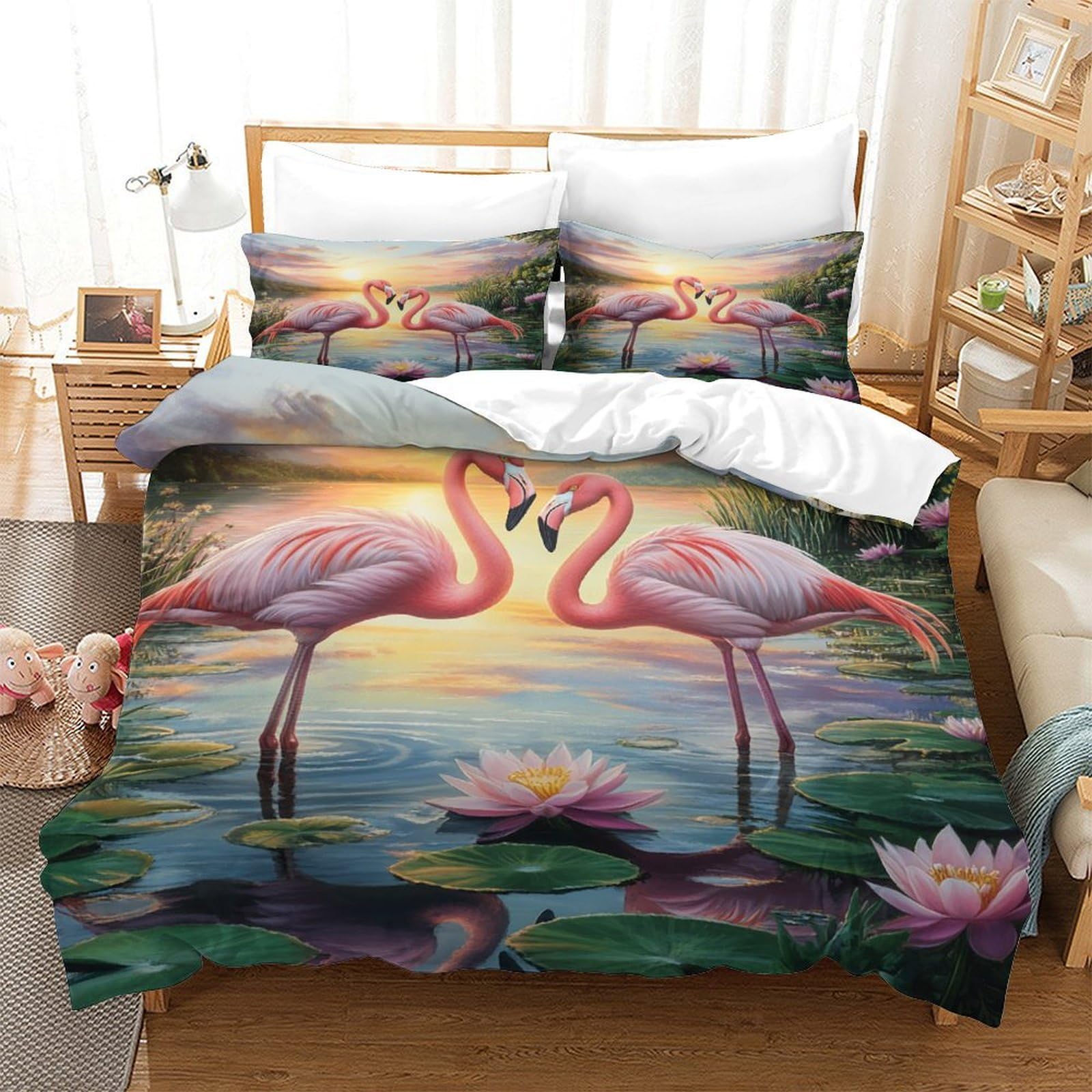 Housse de couette Tour Eiffel 3D en microfibre 200x200 cm avec taie d'oreiller pour lit double ado
