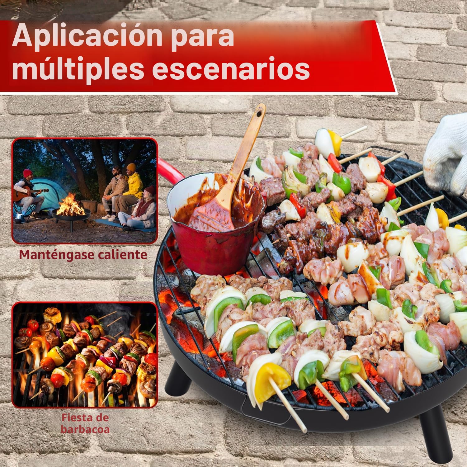 Brasero Exterior diámetro de 82.5 cm, Gran Recipiente para Fuego y Cesta para Hoguera, Chimenea de jardín, para Patio, Terraza y Balcón