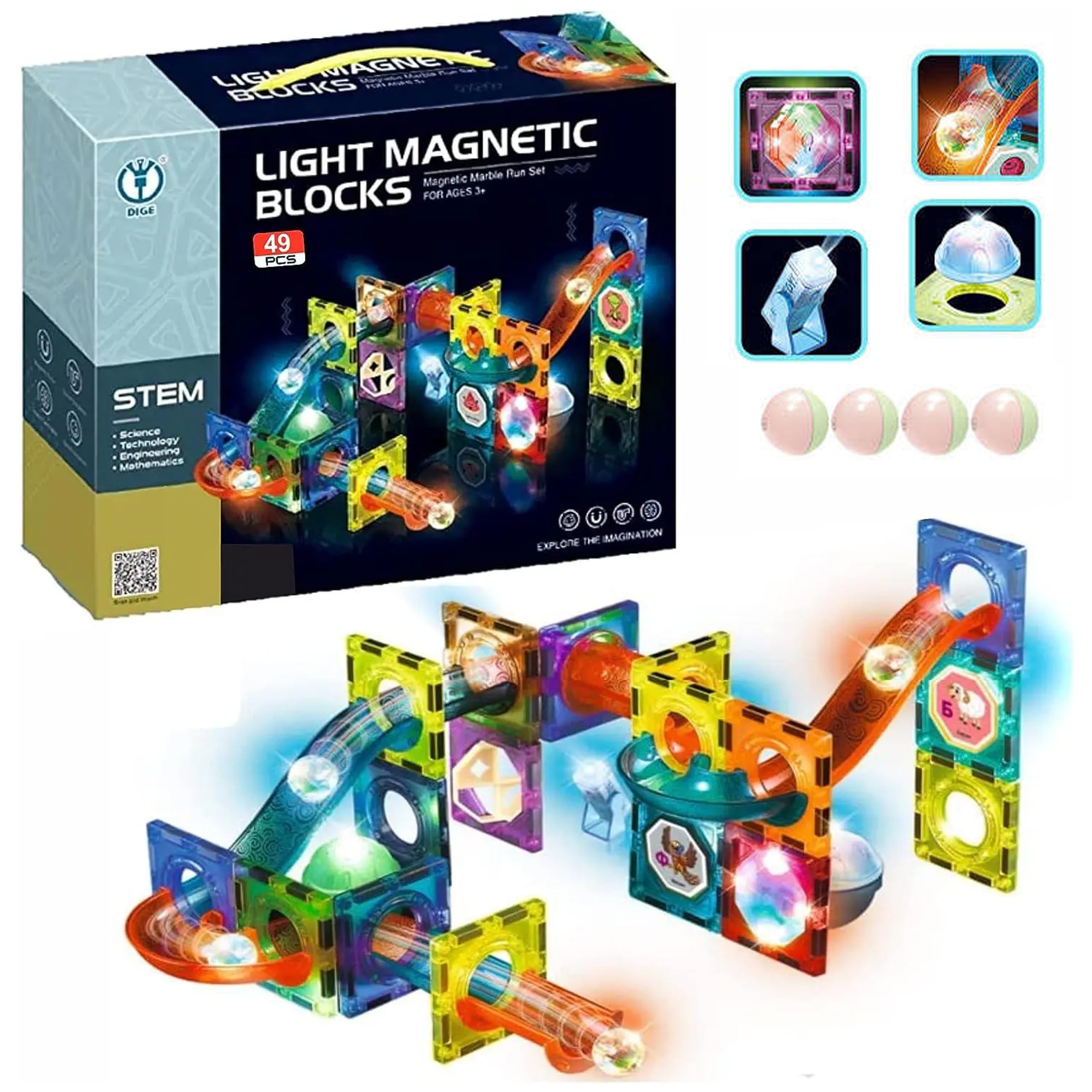 Jeu De Construction Magnétique Theefun 60 Pièces - Blocs Aimantés Éducatifs Pour Enfants 3-7 Ans