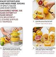 Vista 6 de Starfrit Exprimidor eléctrico de cítricos - 27.1 fl oz - Conos de jugo de 2 tamaños - Rotación inversa automática - 30W