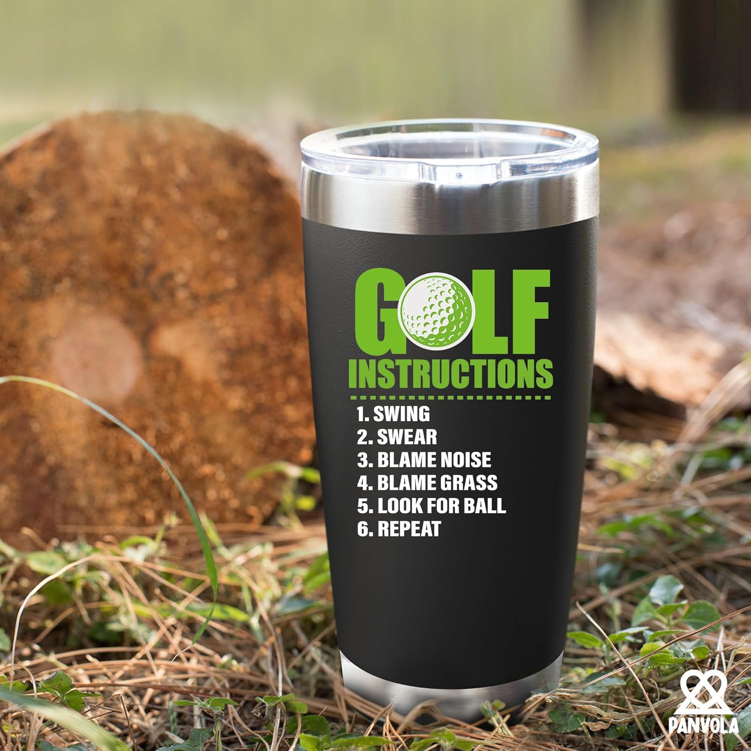 Panvola Golf Instructions Funny Golf Gifts Golf Player Dad Husband Grandpa Golfer Gift Vacuum Insulated Tumbler Sports Player Stainless Steel Travel Mug with Lid and Straw 20 oz Black - Image 7