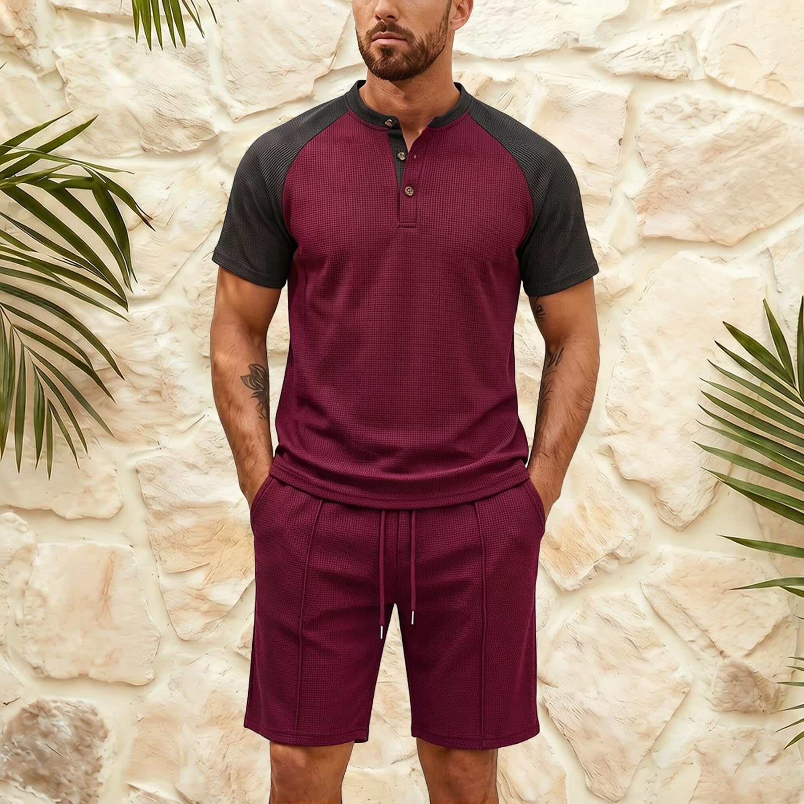 Tuta sportiva da uomo, comoda e traspirante, tuta da jogging, casual, per il tempo libero, tuta sportiva e per il tempo libero, set da due pezzi