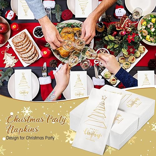 Miniatura 5 de 120 servilletas de Navidad desechables de papel de Navidad, toallas desechables de Navidad, servilletas de cena de Feliz Navidad, diseño para