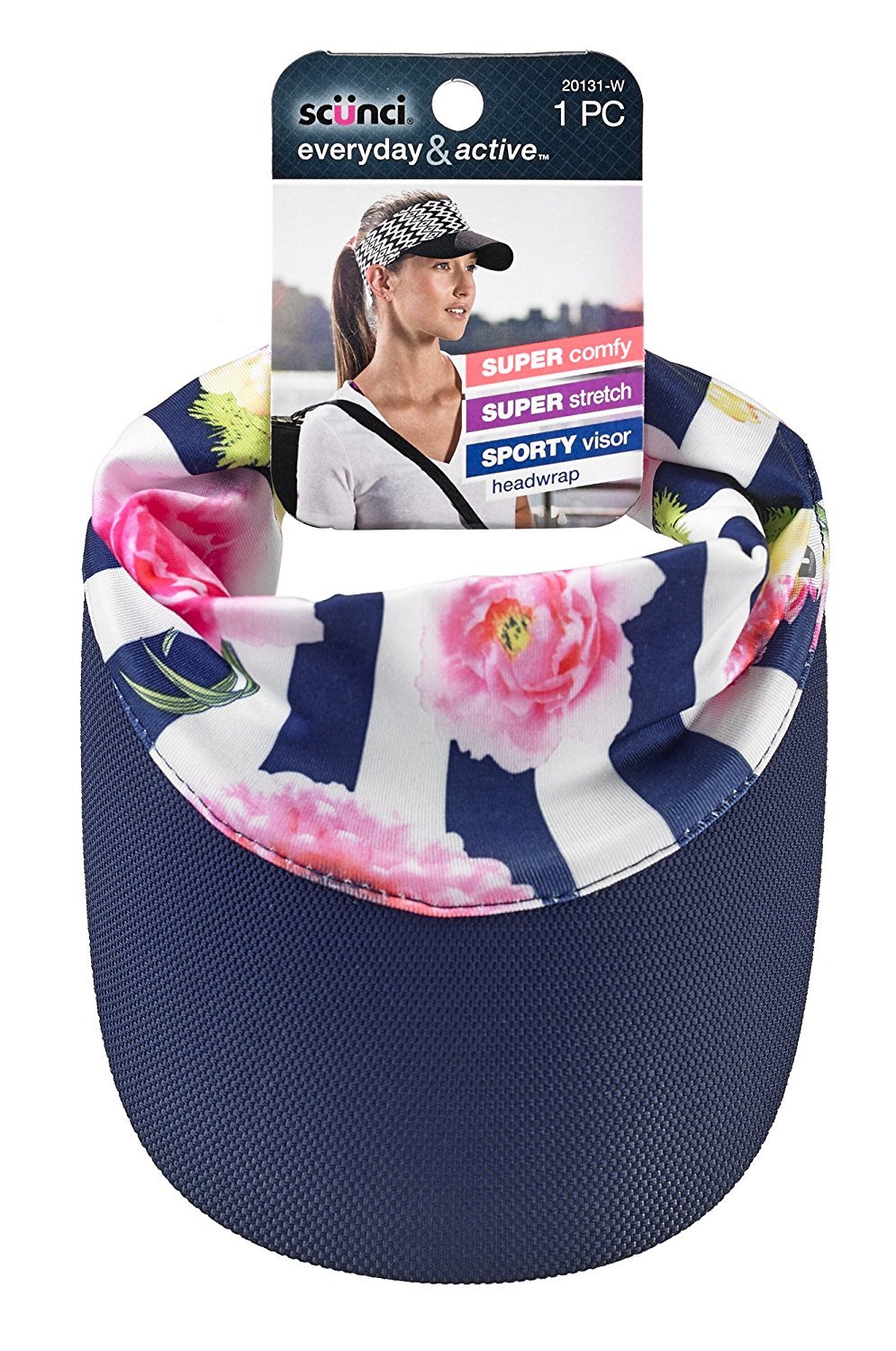 Scunci Visor Headwrap, Navy/Floral