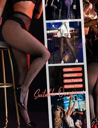 ohmydear Women's Sheer Fishnet Stockings Black Tights Sexy Pantyhose