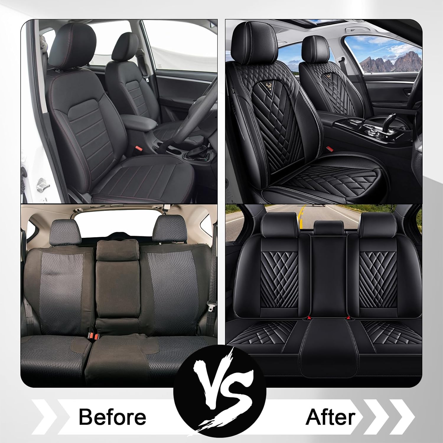 Car Seat Cover Fit for VW Tiguan 2009-2024,5-Seats Breathable and Wear Resistant Seat Cushion, Premium Nappa Leather Car Seat Protector(Full Set, Black)