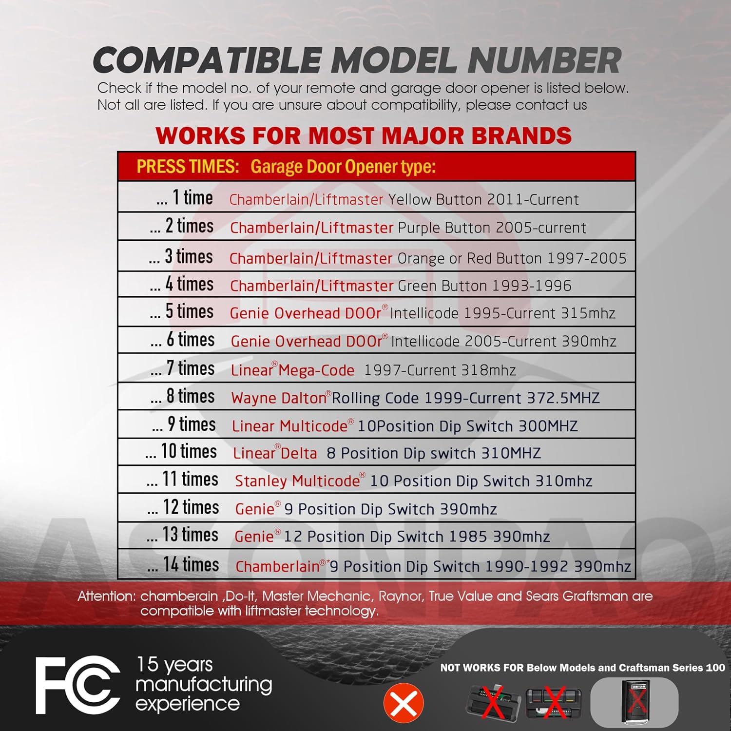 LiftMaster 375UT 375LM 380UT Security+2.0 MyQ 2-Button Universal Garage Door Opener Remote - Pack of 3【3-Year-Warranty】