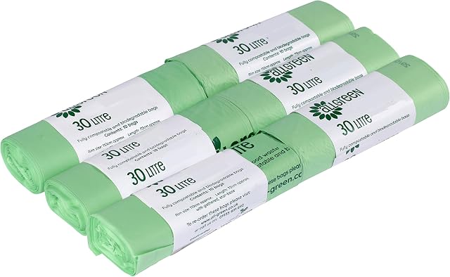 All-Green 30 Litre x 60 Compostable Bags for Kerbside Bin - EN13432 Kitchen/Outdoor Bin Liners