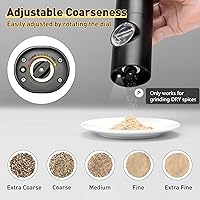 Vista 4 de Molinillo eléctrico de pimienta o molinillo de sal, molinillo de pimienta automático alimentado por batería, molinillo de cerámica con grosor